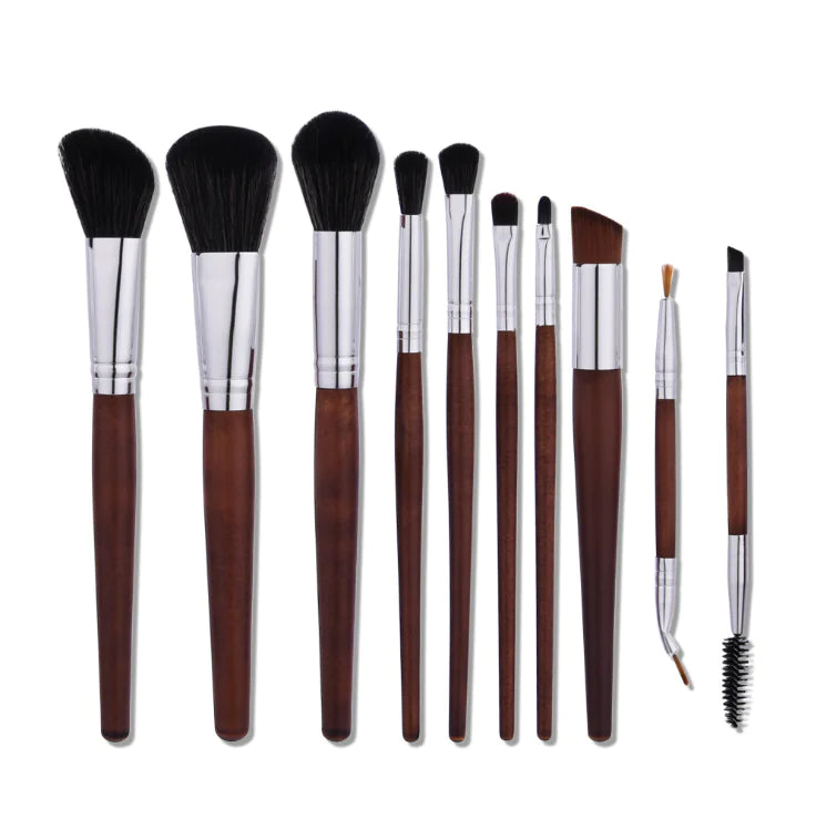 10-Piece Makeup Brush Set with Foundation and Eyelash Brushes