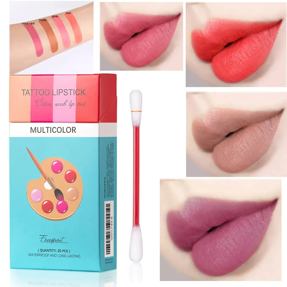 20 Pcs Set Waterproof Portable Rose Lipsticks with Case