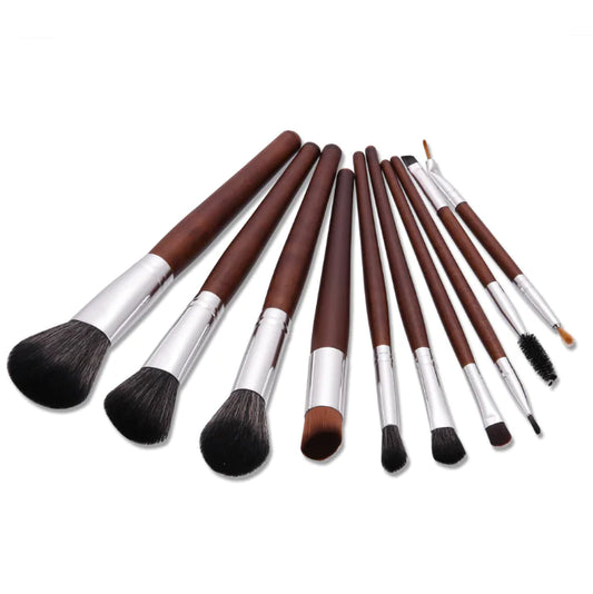 Complete 10-piece makeup brush set with foundation and eyelash brushes. Professional quality tools for flawless makeup application. Perfect starter kit.

