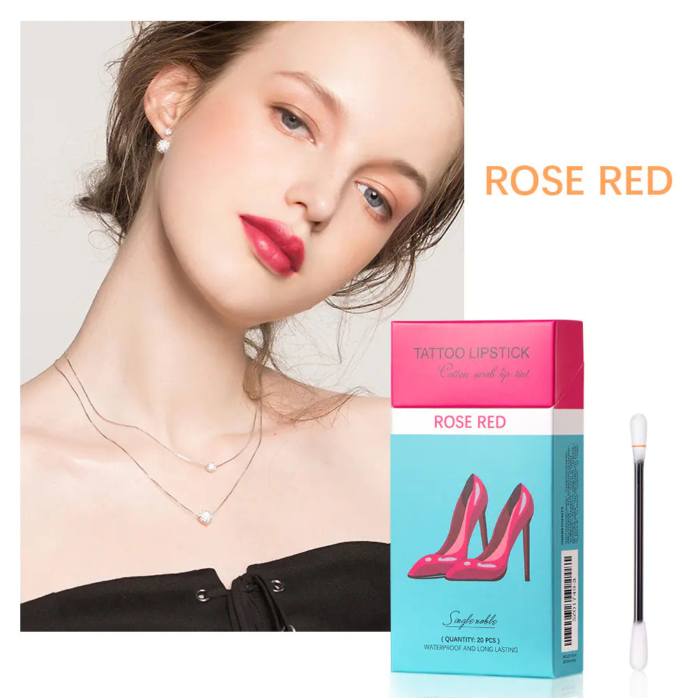 Waterproof portable rose lipstick set with 20 pieces and case. Long-lasting, vibrant colors. Perfect gift set for makeup lovers and travel.

