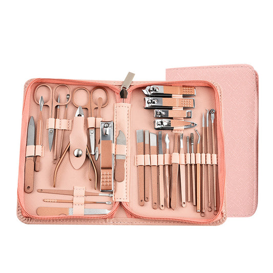 Complete 30-piece nail care kit with professional-grade clippers, files, and tools. Portable case perfect for home or travel. Everything you need for salon-quality manicures and pedicures.