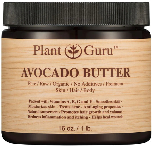 100% pure raw avocado body butter. Natural cold-pressed moisturizer for dry skin, hair, nails. Perfect for DIY creams, balms, lotions and soaps.

