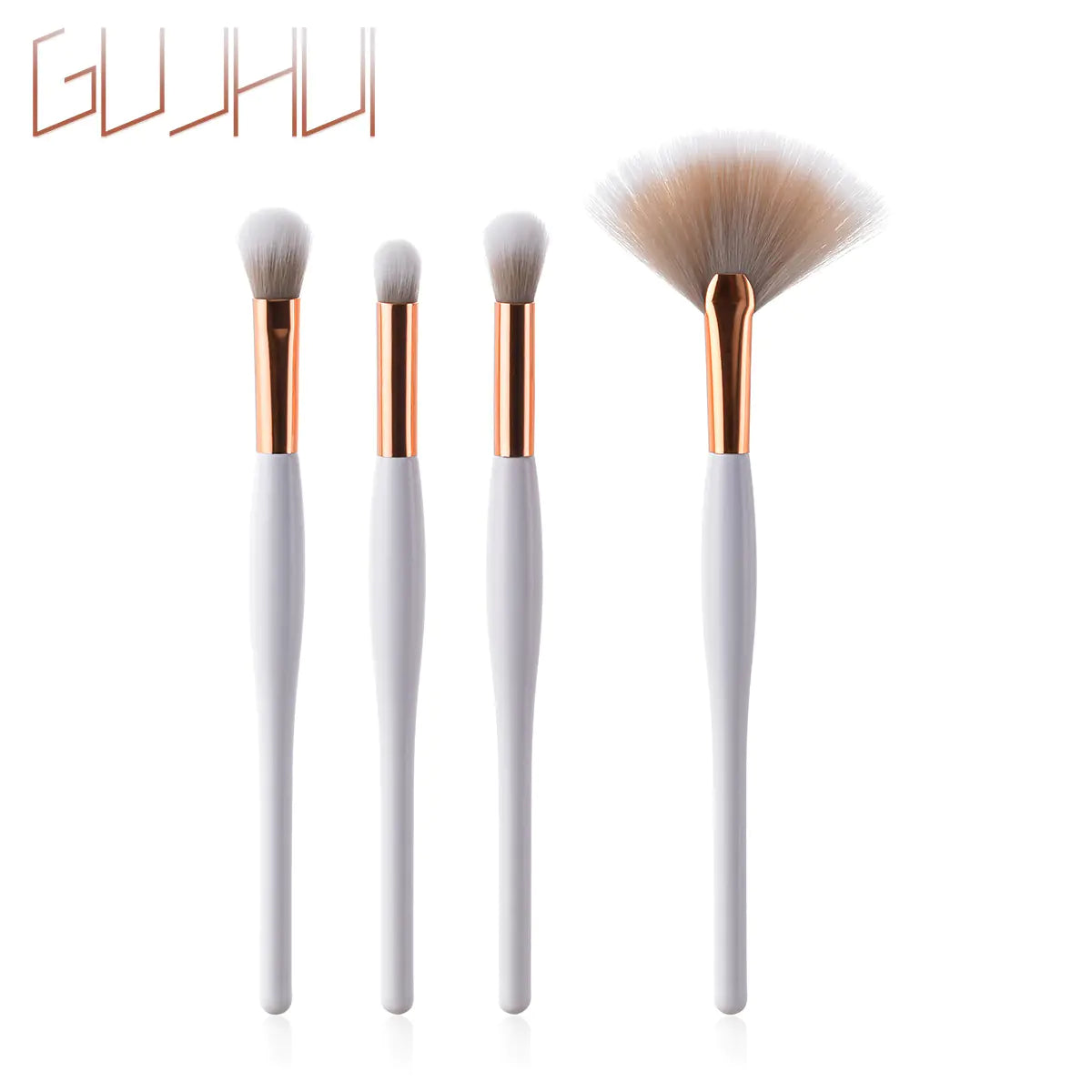 Makeup Brush Set with Black Handle and Silver Tubes