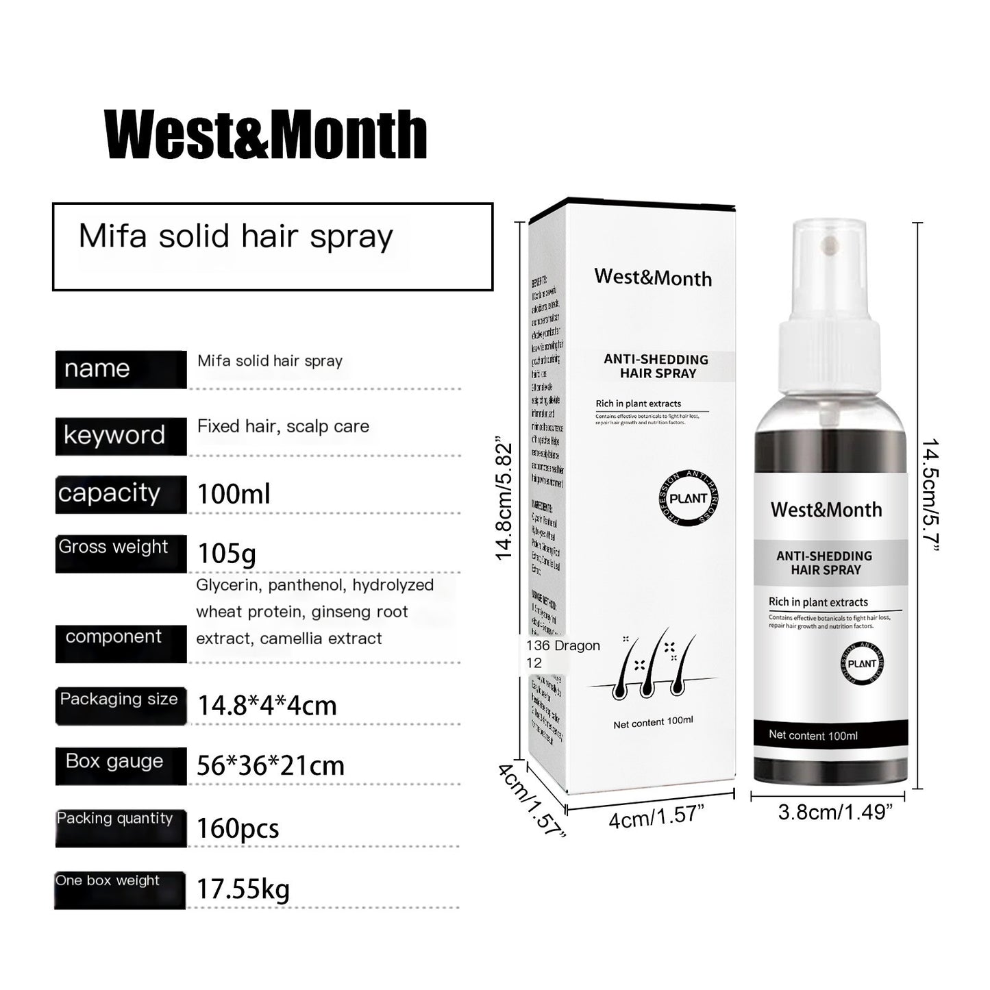 West & Month Hair Growth Spray for Nourishing Roots