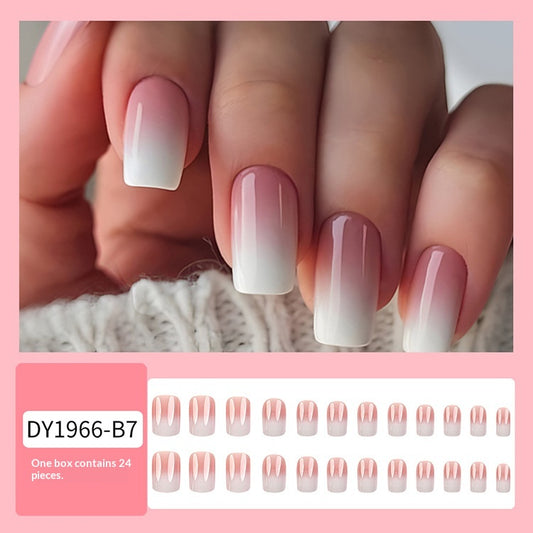 Elegant pink and white gradient press on nails. Easy-to-apply, reusable design. Perfect ombre effect for weddings, events, or everyday glam. Salon-quality manicure in minutes.
