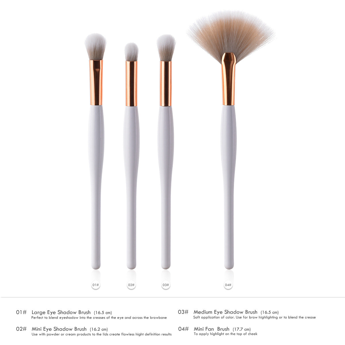 Makeup Brush Set with Black Handle and Silver Tubes