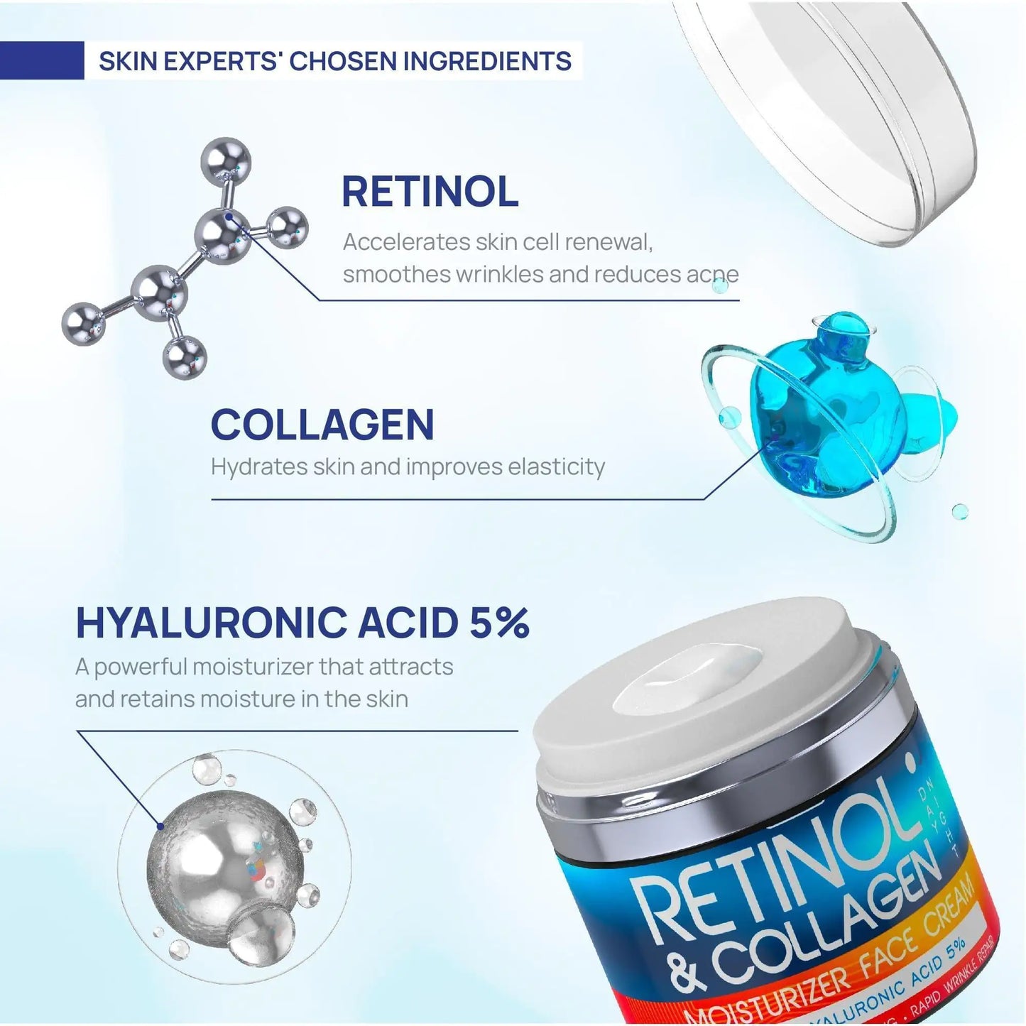 Cream for Face Collagen and Retinol Moisturizer with Hyaluronic Acid