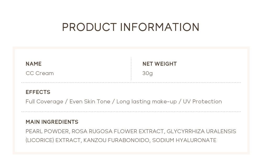 Quiyum CC Cream 30ml  - Hydrating and Concealing