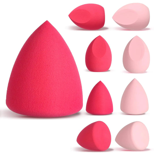 8 pcs Makeup Sponge Set Professional Blender Sponge Soft Concealer Sponge Facial Makeup Tools for Foundation Liquid Powder for Birthday Party Valentines Day(Pink&Rose Red)