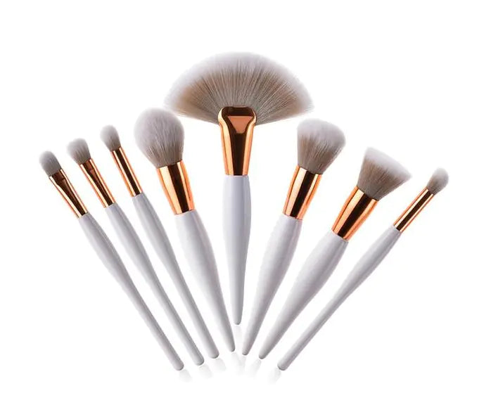 Makeup Brush Set with Black Handle and Silver Tubes