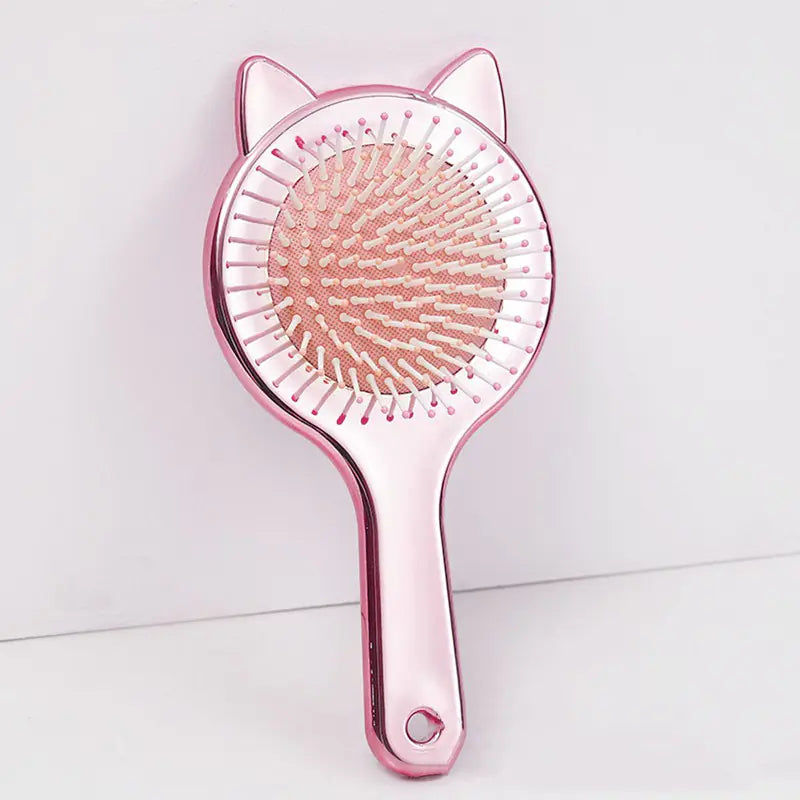 Cute Cartoon Cat Massage Hair Comb with Elastic Grip