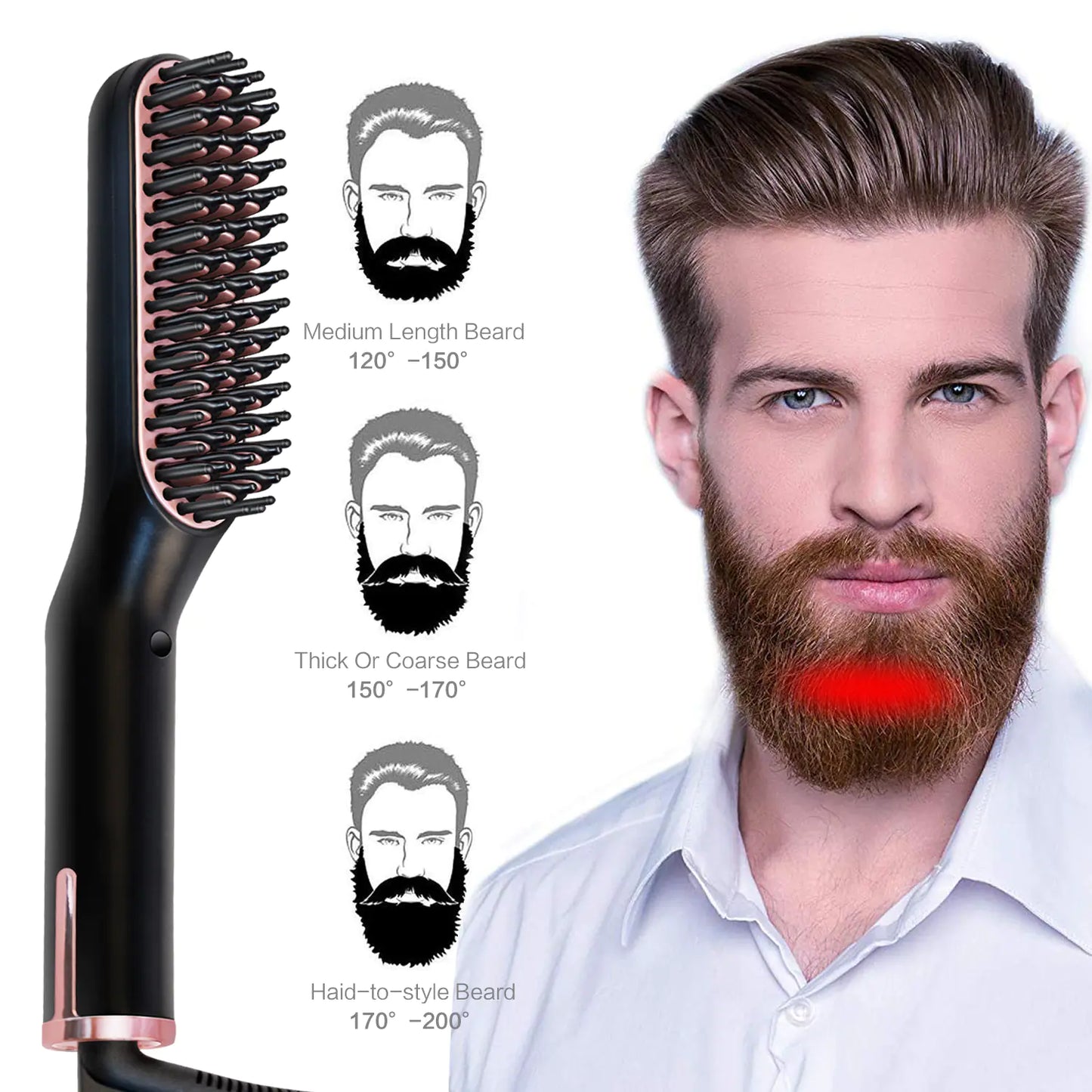 Straightening Brush and Beard Comb Set